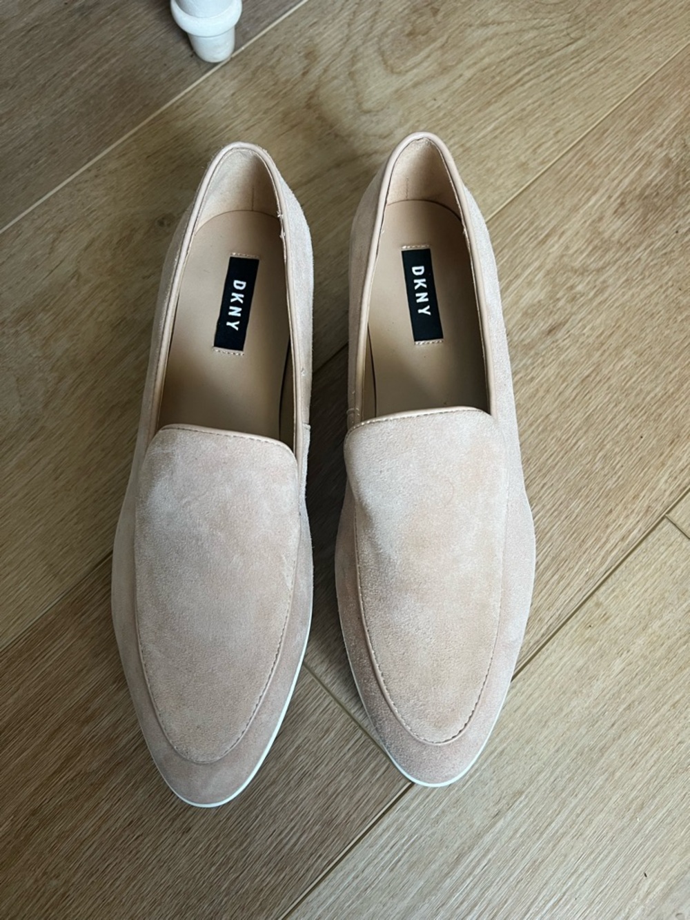 DKNY women’s Suede Loafers in Pale Blush